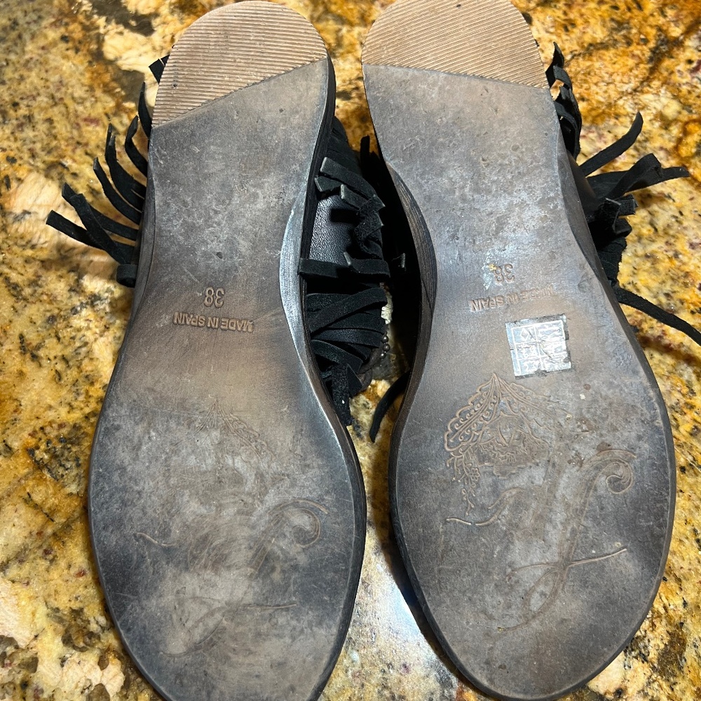 EUC Free People Journey Through Time Black Sandals Size 38/7 -7.5 Womens - Picture 8 of 8